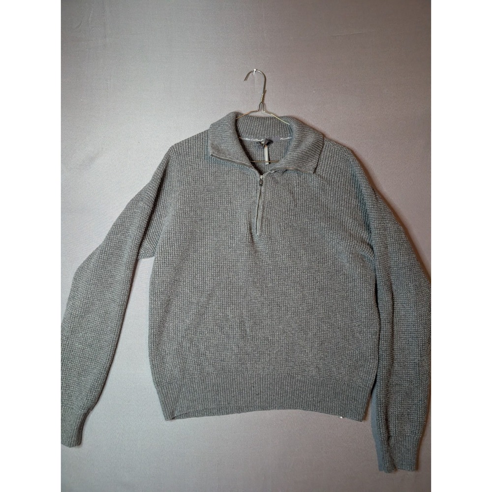 Kuhl Norda Sweater Womens Medium Gray Waffle Knit Ribbed Roomy Fit Quarter Zip